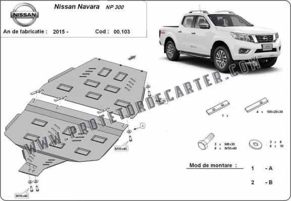  Protetor de caixa de velocidades de aço  Nissan Navara NP300 - D23
