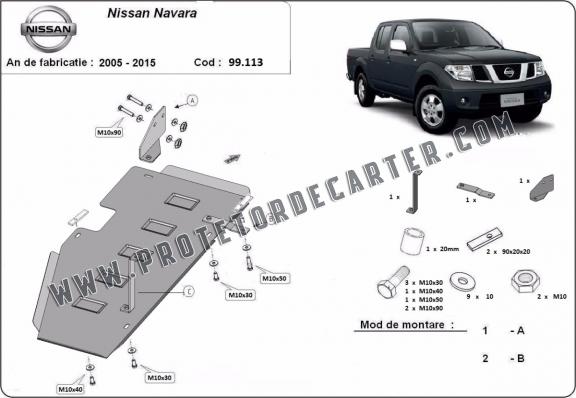 Protetor de aço para o tanque de combustível Nissan Navara D40
