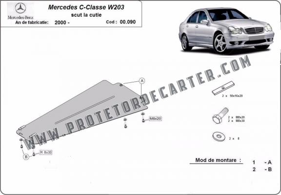 Protetor de caixa de velocidades automática de aço Mercedes C-Clasee W203