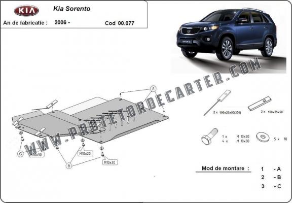 Protetor de aço para caixa de velocidades e diferencial Kia Sorento
