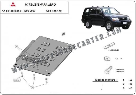  Protetor de caixa de velocidades de aço  Mitsubishi Pajero 3 (V60, V70)