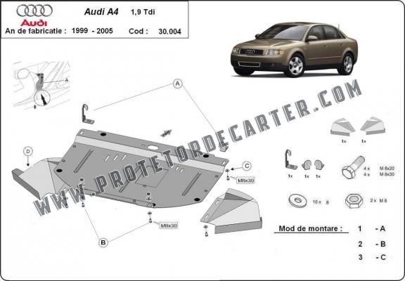 Protetor de Carter de aço Audi A4 B6, 1.9 Tdi