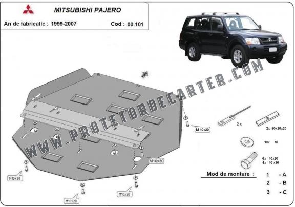  Protetor de caixa de velocidades de aço  Mitsubishi Pajero 3 (V60, V70) Vers 2.0