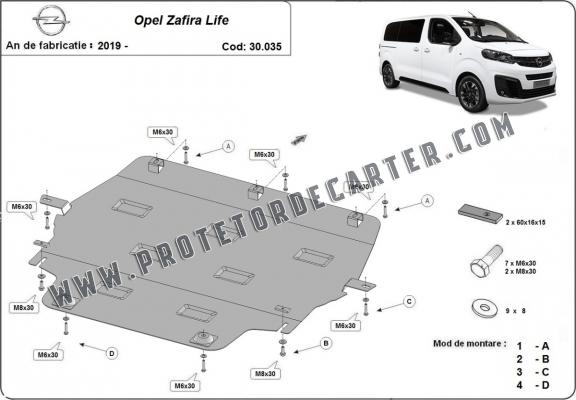 Protetor de Carter de aço Opel Zafira Life