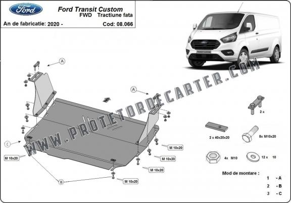 Protetor de Carter de aço Ford Transit Custom - FWD