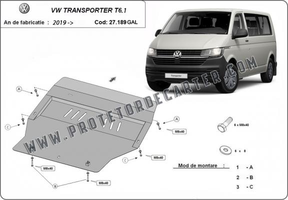 Protetor de Carter de aço galvanizado Volkswagen Transporter T6.1