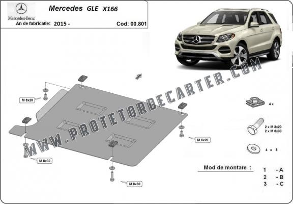  Protetor de caixa de velocidades de aço  Mercedes GLE X166