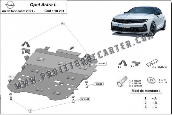 Steel skid plate for Opel Astra L