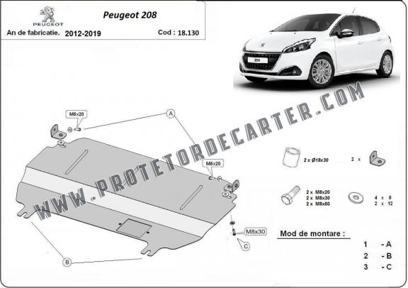 Protetor de Carter de aço Peugeot 208