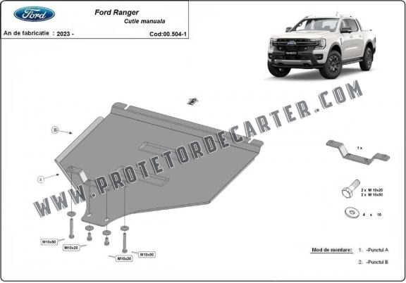  Protetor de caixa de velocidades manual de aço Ford Ranger