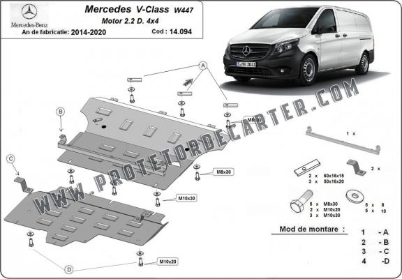 Protetor de Carter de aço Mercedes V-Class W447, 2.2 D, 4x4