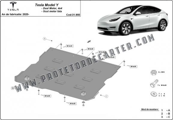 Blindagem frontal do motor elétrico para Tesla Model Y AWD