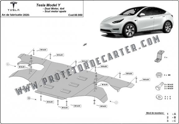 Protetor traseiro do motor para Tesla Model Y AWD