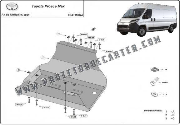 Protetor de aço para o tanque de combustível Toyota Proace Max